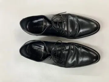 엠포리오 아르마니 블랙 가죽 레이스업 슈즈