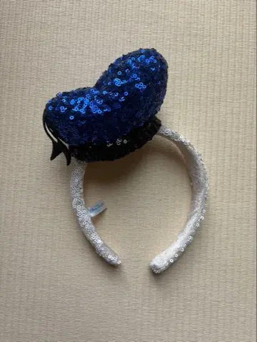 하트 모양 머리띠 파랑과 검정 라메