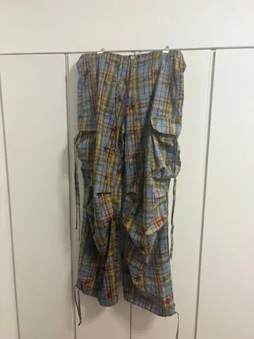 PEERHOOD 체크 무늬 카고 팬츠