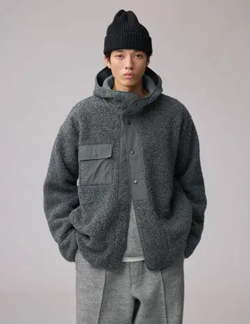 택 포함 새상품 보아 플리스 스냅 후드티 엔지니어드 가먼츠 GRAY L