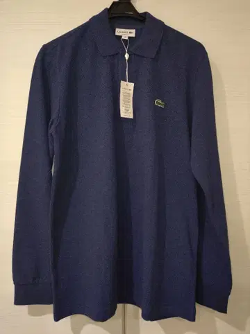 미사용 택 포함 LACOSTE 네이비 긴팔 피케 셔츠 US S