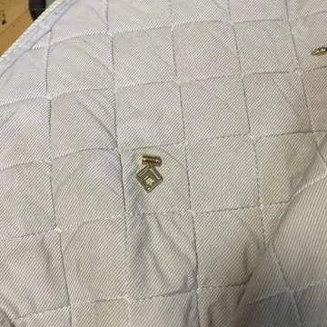 스트라이프 무늬 골드 로고 목걸이