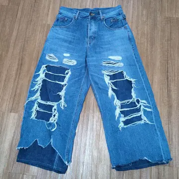 데미지 가공 데님 팬츠