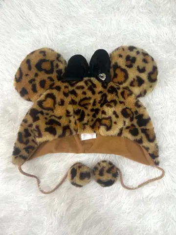 레오파드 무늬 퍼 캡