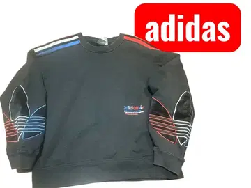 adidas 블랙 스트라이프 여성용 맨투맨 S