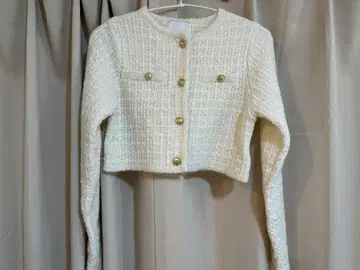 dazzlin 라메 트위드 가디건 화이트 아이보리