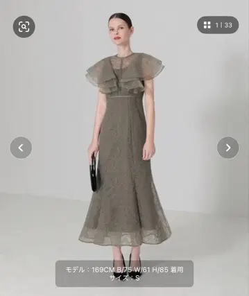 LEJA 프릴 시어 레이스 드레스 그린