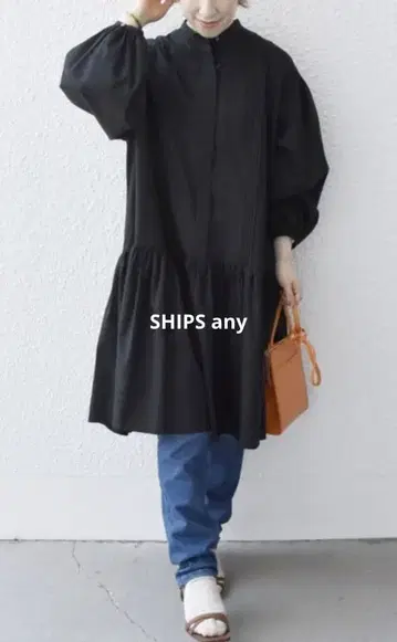 [ 새상품급 ] SHIPSany 블랙 셔츠 원피스 프릴 긴팔