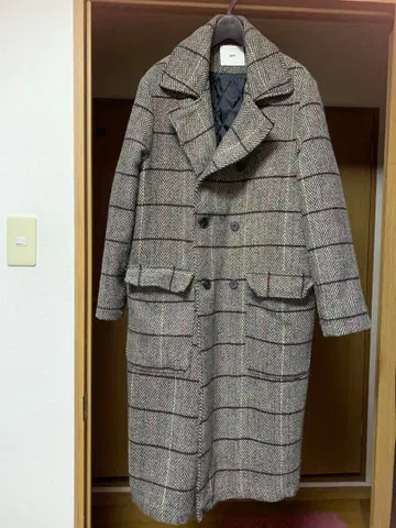 ant 체크 무늬 더블 브레스트 코트