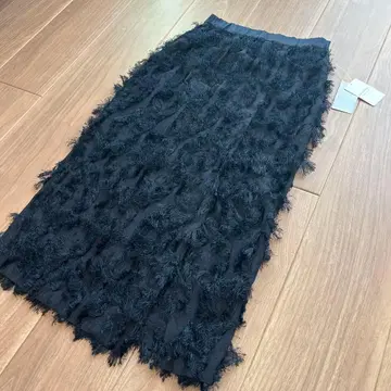 새상품 IENA 컷 자카드 이지 스커트 프린지 디자인 네이비 컬러