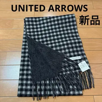 새상품 유나이티드 애로우즈 울 머플러 다크 그레이 깅엄 체크