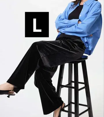 새상품 유니클로 소프트 벨로아 이지 팬츠 L 사이즈 블랙