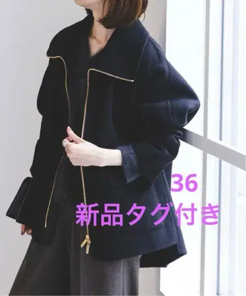 NOBLE 카멜 믹스 리버 지퍼 코트