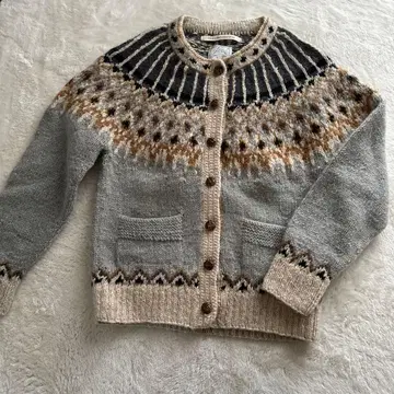 노르딕 무늬 니트 스웨터 페어아일 패턴 울 100% 따뜻한 북유럽