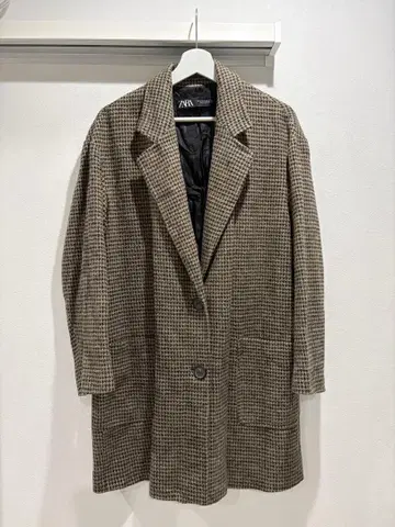 ZARA 자라 체크 브라운 코트