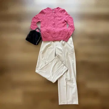 ROPE 핑크 버튼 가디건