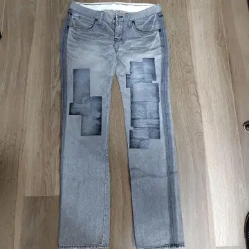 FACTOTUM 패치워크 그레이 스트레이트 데님 31