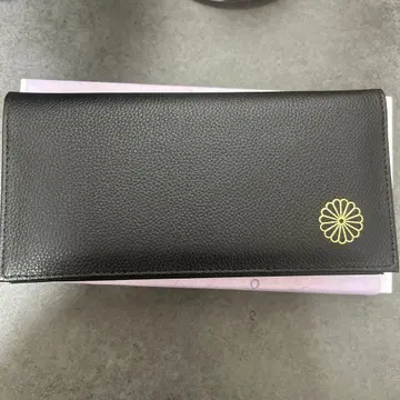 황거 장지갑 블랙 국화 문양 골드 컬러
