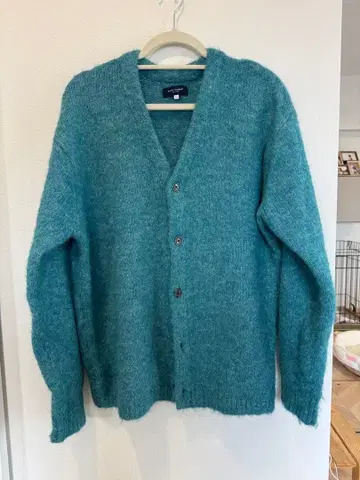 백 넘버 가디건 M 청록색