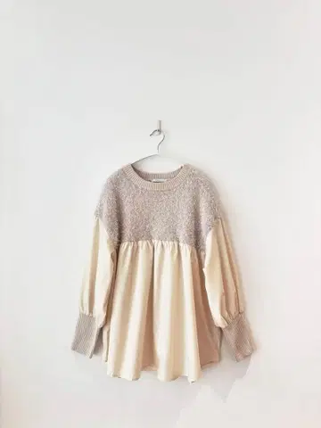 B.C STOCK 니트 콤비 풀오버 라메 니트 도킹 튜닉