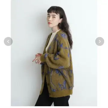 ROSE BUD 꽃무늬 자카드 가디건 올리브 그린