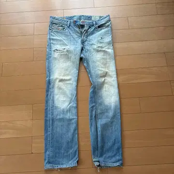 Evisu 데미지 가공 데님 팬츠