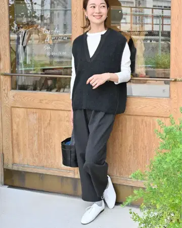 루즈 테이퍼드 속기모 따뜻한 팬츠 차콜 그레이