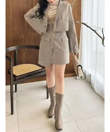 새상품급 dazzlin 지퍼 슬리브 포켓 자켓 스커트 셋업