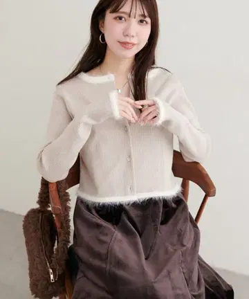 natural couture 니트 x 페더 가디건