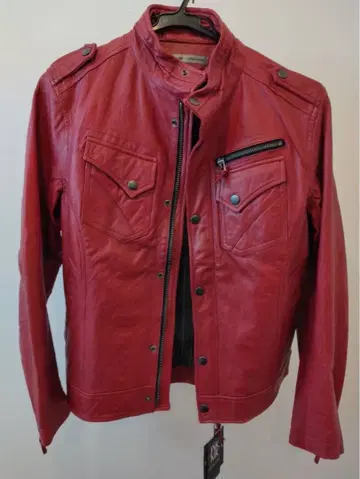 새상품 미셸 클라인 가죽 자켓 와인 레드 천연 가죽 M 사이즈 상당