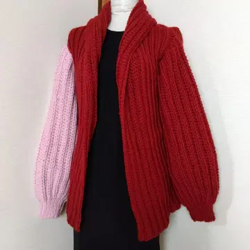 바이컬러 롱 니트 가디건