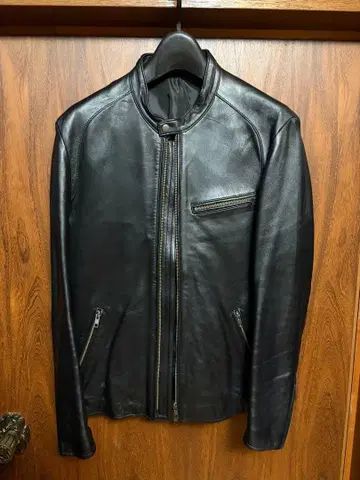 블랙 가죽 라이더 자켓 L
