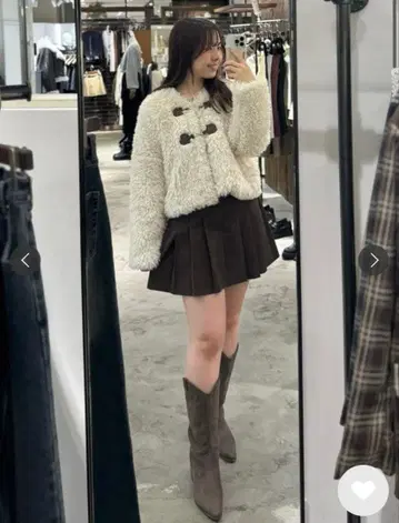 사이드 플리츠 미니 스커트 BRAUN 브라운 벨트 포함 M 사이즈