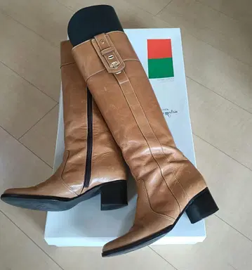 긴자 카네마츠 카멜색 롱 부츠 새상품급