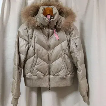 [ Re.C ] 9M 퍼 달린 카키 베이지 다운 자켓 점퍼 베스트