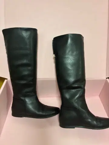 greadybrilliant 블랙 롱 부츠 사이드 지퍼 가죽