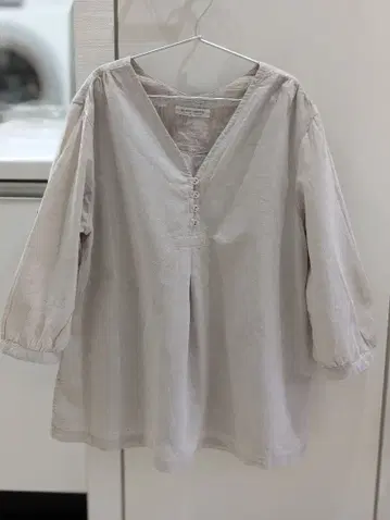 [ 새상품급 ] quatre saisons 린넨 혼방 벌룬 슬리브 셔츠