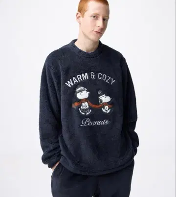 택 포함 새상품 GU 마쉬멜로우 라운지 세트 PEANUTS M 네이비