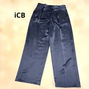 택 포함 새상품 iCB 다크 그레이 새틴 와이드 팬츠 XL
