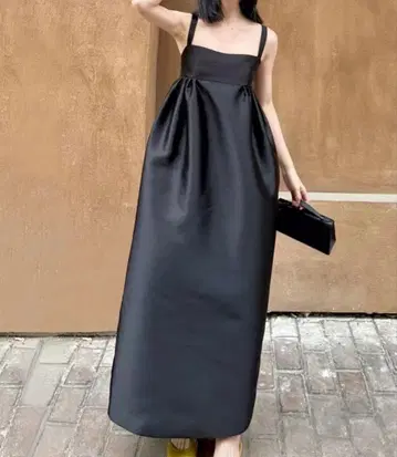 ANOTHER S A라인 롱 원피스 블랙