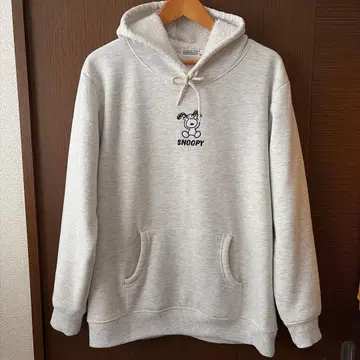 SNOOPY 플리스 안감 부착 후드티 그레이 LL 사이즈