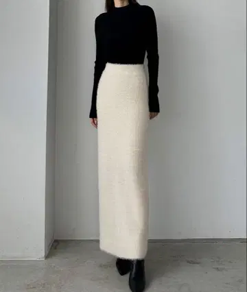 샤기 니트 펜슬 스커트 S