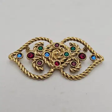 빈티지 브로치 멀티 컬러 밧줄 골드