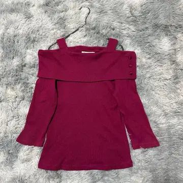 클리어 임프레션 니트 오프숄더 M 사이즈 핑크