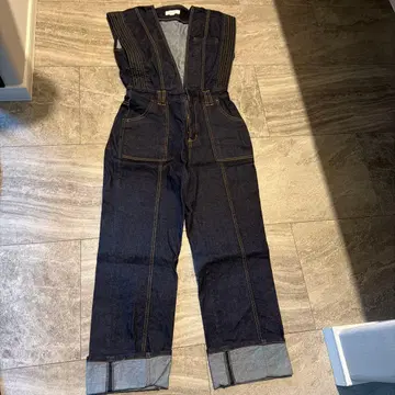 AMERI 인디고 데님 점프 수트 S