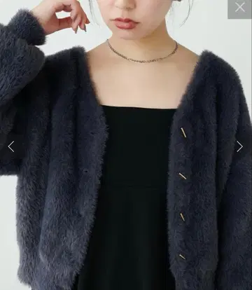 natural couture 바 버튼 샤기 가디건