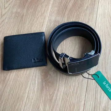 la force 블랙 접이식 지갑과 벨트 세트