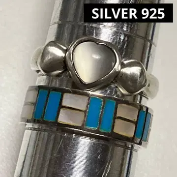SILVER 925 실버 반지 쉘 스톤 12호 13호 세트
