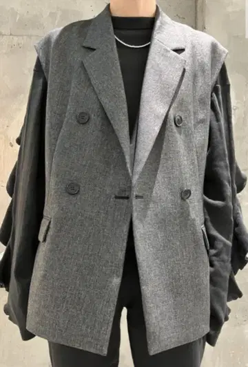 Spick and Span 멜란지 더블 브레스트 베스트 36 블랙