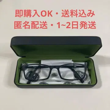 Zoff 블랙 프레임 안경 케이스 포함 도수 없음 패션 안경